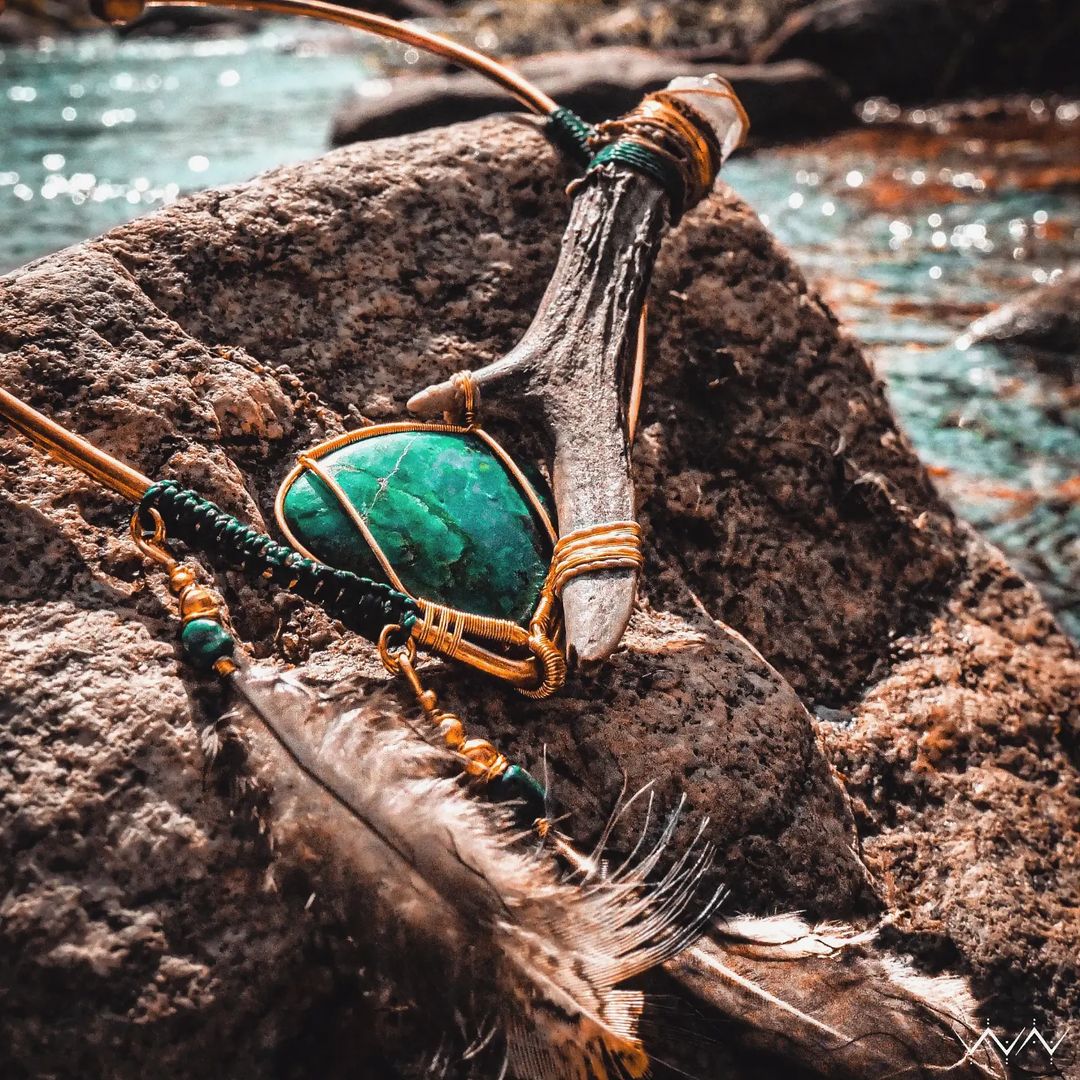 gentle strength " turquoise & antler necklace