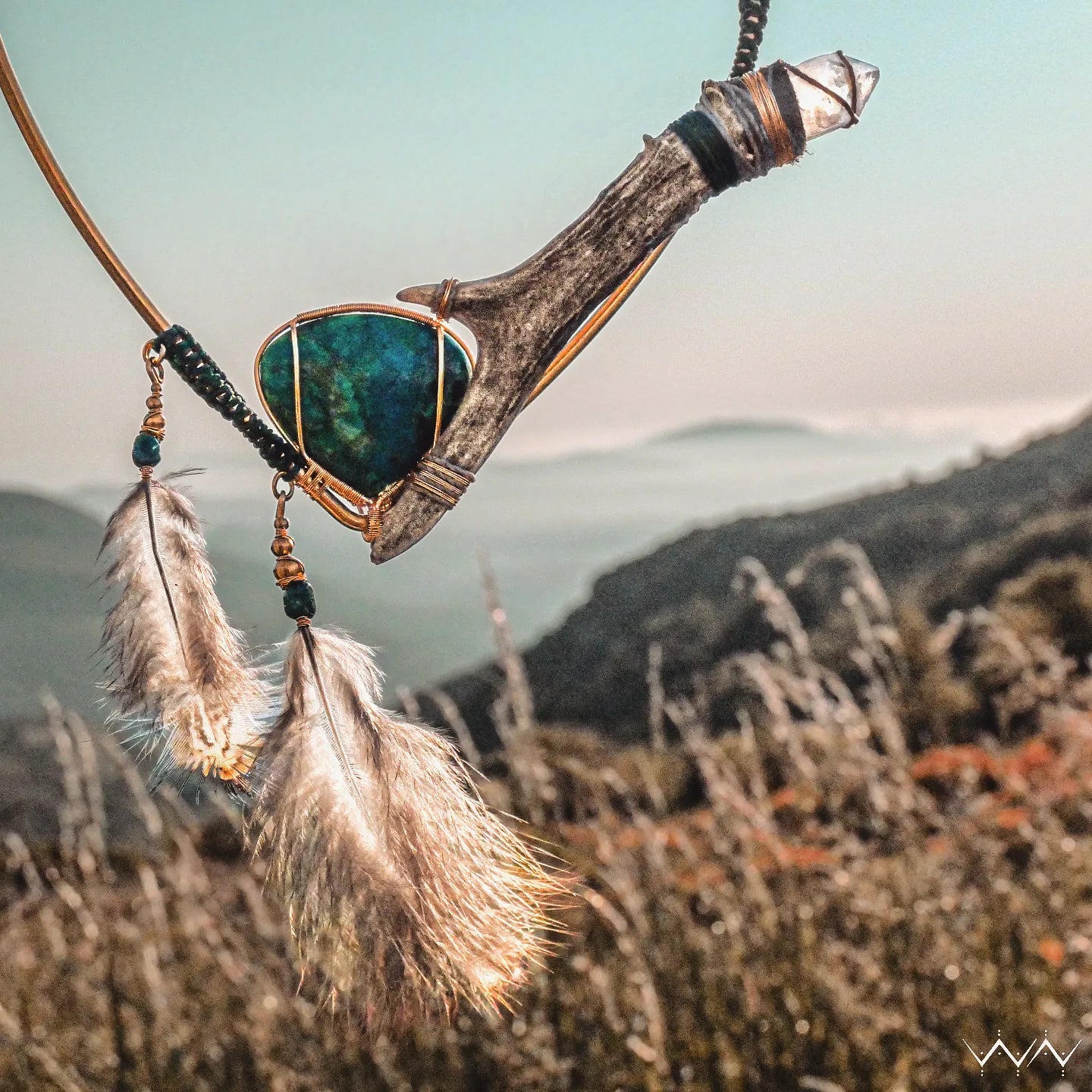 gentle strength " turquoise & antler necklace